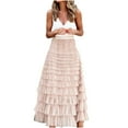 thumbnail image 1 of Women's A Line Tulle Party Evening Tutu Skirts Tea Length Pleated Skirt Long Ruffle Mesh Chiffon High Waist Bubble, 1 of 6