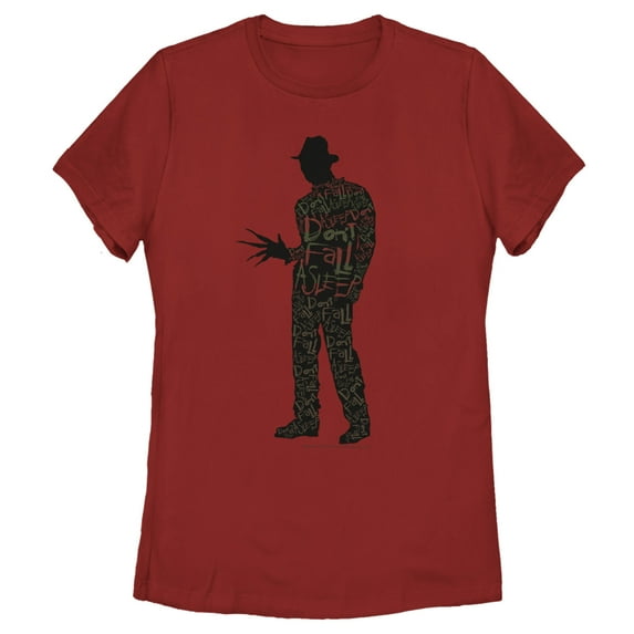 Women's A Nightmare on Elm Street Freddy Krueger Don't Fall Asleep Graphic Tee Red 2X Large