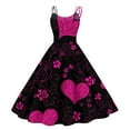 thumbnail image 1 of Women's A-line Dress Casual Fashion Valentine's Day Heart Print Off-Shoulder Sleeveless Dress Hot Pink XL, 1 of 4