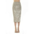 thumbnail image 1 of Women's ALEXIA ADMOR Ana Midi Sequin Pencil Skirt with Full Back Expose Color: Silver Size: 12, 1 of 4