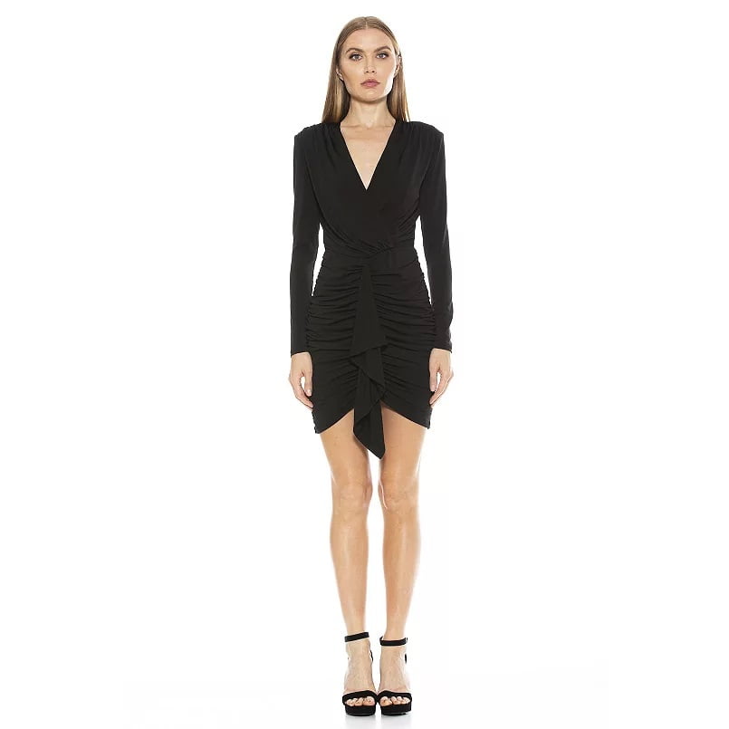 Women's ALEXIA ADMOR Long Sleeve Ruched Drape Mini Dress S Black -  Walmart.com