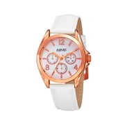 Womens AS8191WTR Rose Gold Multifunction Crystal Accented Quartz Watch with White Mother of Pearl Dial and White Strap