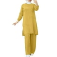 thumbnail image 1 of Women's Abaya Dress Long Sleeve Button Down Shirt and Pants Set Casual Dubai Outfits Clothing, 1 of 2