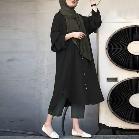 Women's Abaya Long Sleeve Casual Dress Dubai Outfits Elegant Prayer Gown