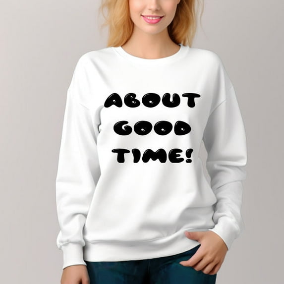 Women's About Good Pattern Crew Neck Pullover Cozy Clothes Autumn Winter