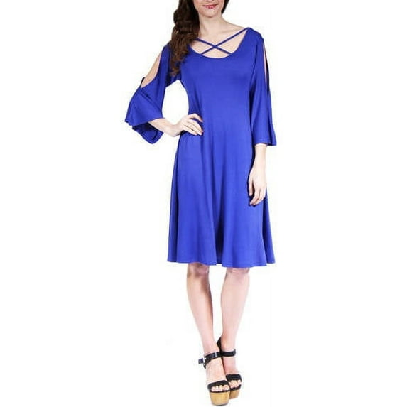 Women's Abstract Neck Split-Sleeve Dress