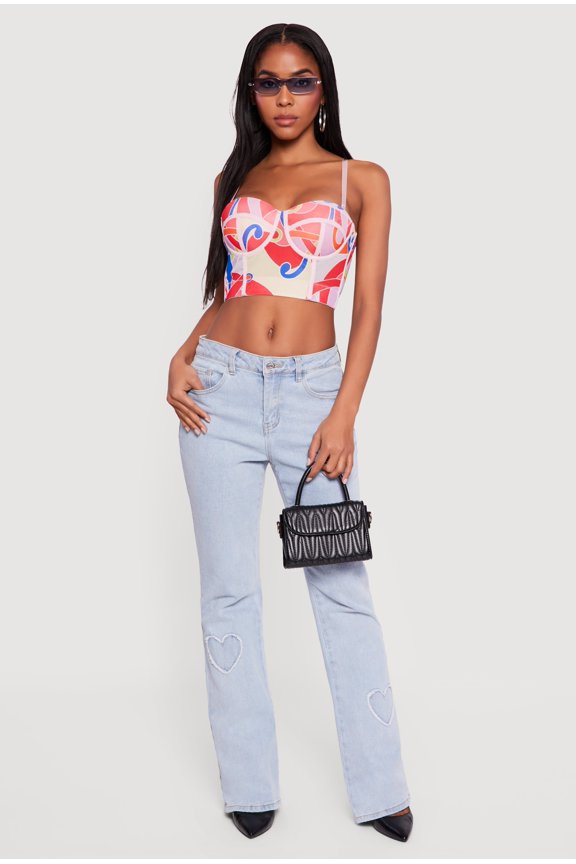 Women's Abstract Print Convertible Bustier Top