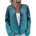 thumbnail image 1 of Women's Abstract Print Knit Cardigan Sweater, Crew Neck Button Front Long Sleeve Casual Top for Fall Winter, 1 of 6