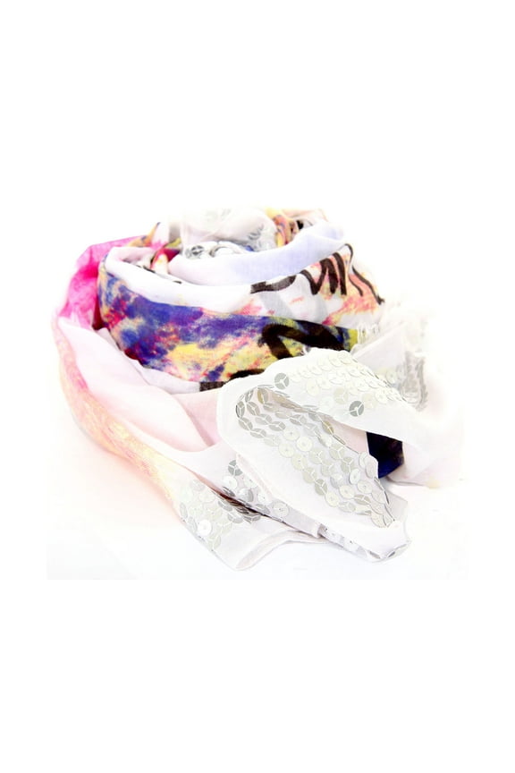 Women's Abstract Print Polyester Scarf White/Purple Scarf Wrap 40 x 72 inches