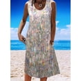 thumbnail image 1 of Women's Abstract Print Sleeveless Midi Dress with Pockets, 1 of 5