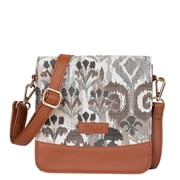 Women s Abstract Tapestry Crossbody Bag | Shoulder Sling Messenger Purse with PU Leather Trim for Daily Use