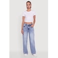 thumbnail image 1 of Women's Acid Wash Mid Rise Straight Leg Jeans, 1 of 5