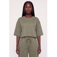 thumbnail image 1 of Women's Acid Wash Oversized Cropped Raw Hem Sweatshirt, 1 of 4