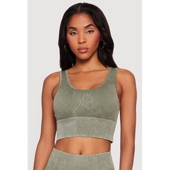 Women's Acid Wash Seamless Cropped Tank Top