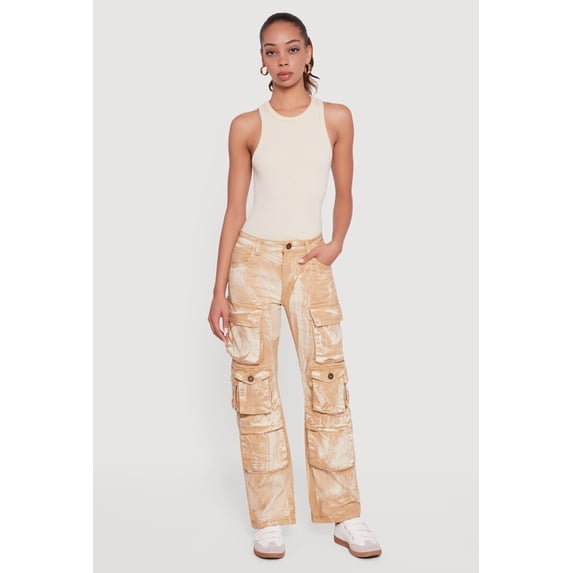 Women's Acid Wash Straight Leg Utility Jeans