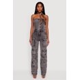 thumbnail image 1 of Women's Acid Wash Strapless Button Front Utility Jumpsuit, 1 of 4