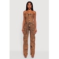 thumbnail image 1 of Women's Acid Wash Strapless Button Front Utility Jumpsuit, 1 of 4