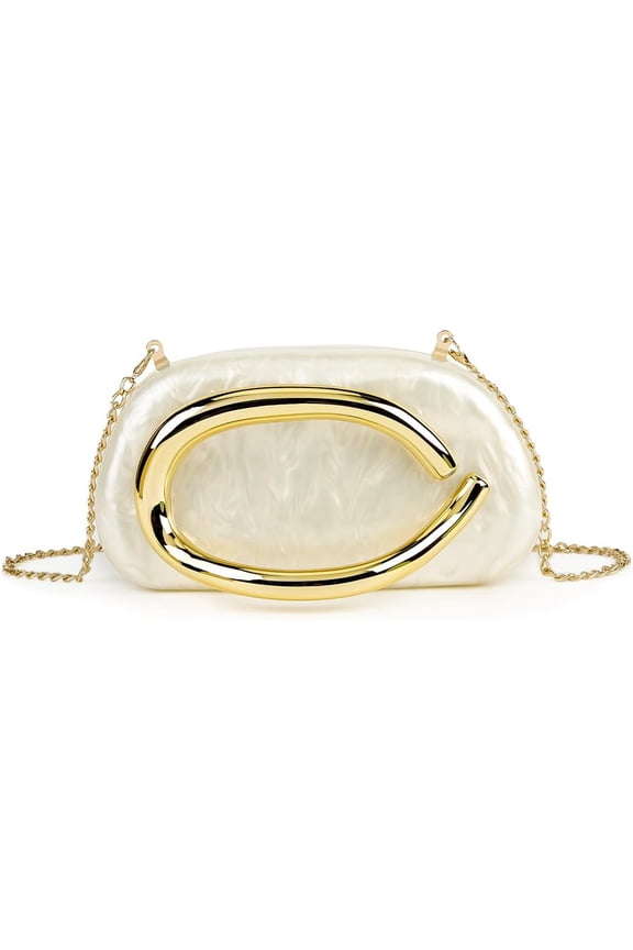 Women’s Acrylic Box Clutch Purse Evening Bag with Metal Handle Shoulder and Crossbody Handbag