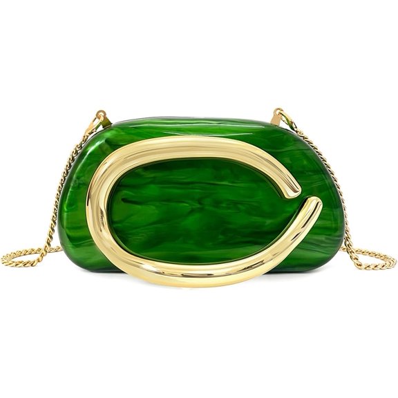 Women’s Acrylic Box Clutch Purse Evening Bag with Metal Handle Shoulder and Crossbody Handbag