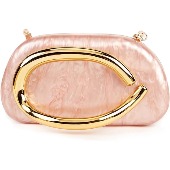 Women’s Acrylic Box Clutch Purse Evening Bag with Metal Handle Shoulder and Crossbody Handbag