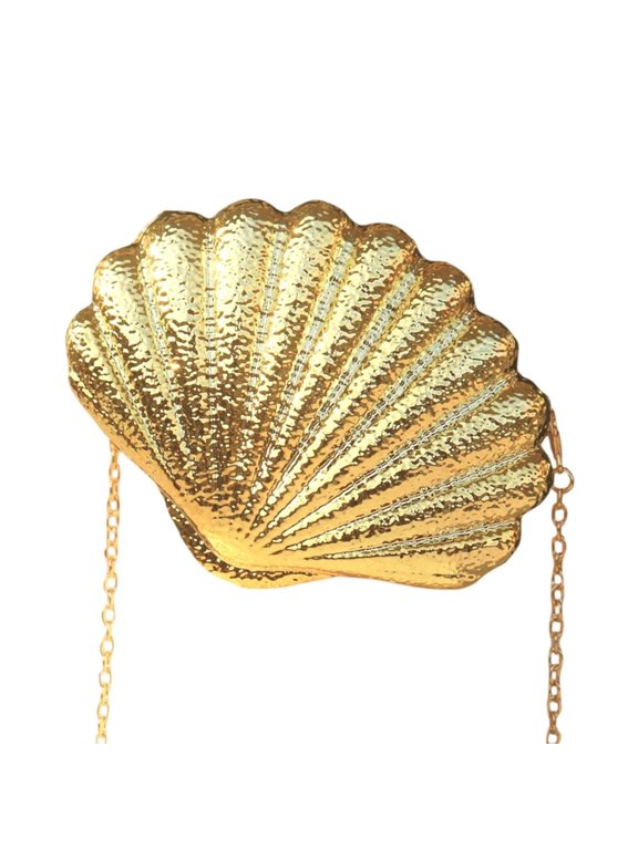 Women's Acrylic Evening Bag Shell Shape Clutches Purses Handbag with Chain Strap