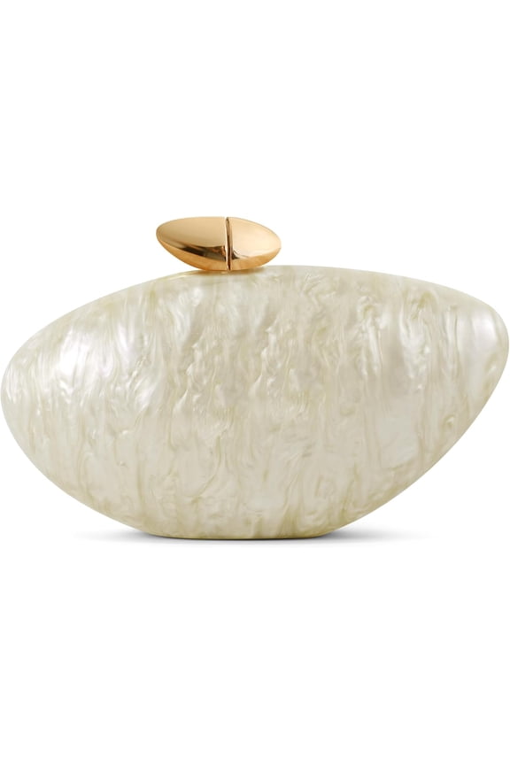 Women's Acrylic Shell Clutch Purse, Marble Finish Evening Bag with 47" Detachable Strap & Magnetic Buckle for Wedding Prom Cocktail Gala Date Night