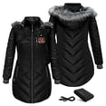 thumbnail image 1 of Women's ActionHeat Black Cincinnati Bengals 5V Battery Heated Long Puffer Full-Zip Hoodie Jacket, 1 of 7