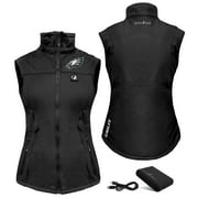 Women's ActionHeat Black Philadelphia Eagles 5V Softshell Battery Heated Full-Zip Vest