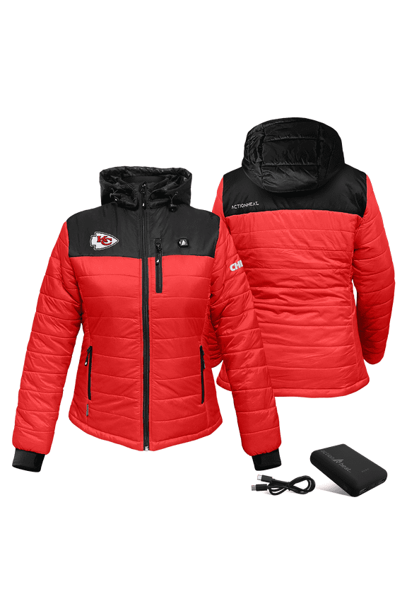 Women's ActionHeat Red/Black Kansas City Chiefs 5V Battery Heated Insulated Puffer Full-Zip Jacket