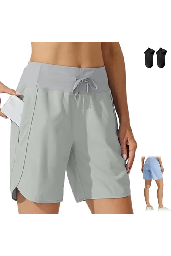 Women's Active 7 Inseam Athletic Long Running High Waistband Shorts,Fast-Drying Lightweight Drawstring Shorts with Pocket
