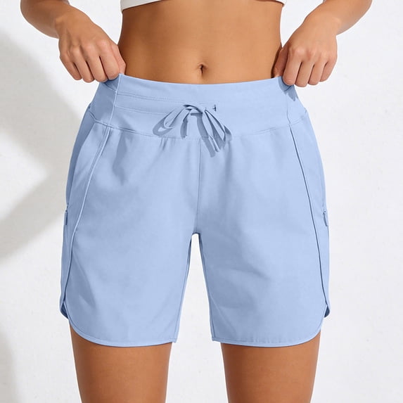 Women's Active 7 Inseam Athletic Long Running High Wasistband Shorts, Fast-Drying Lightweight Shorts with Pocket