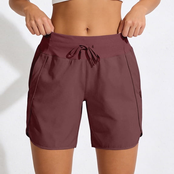 Women's Active 7 Inseam Athletic Long Running High Wasistband Shorts, Fast-Drying Lightweight Shorts with Pocket