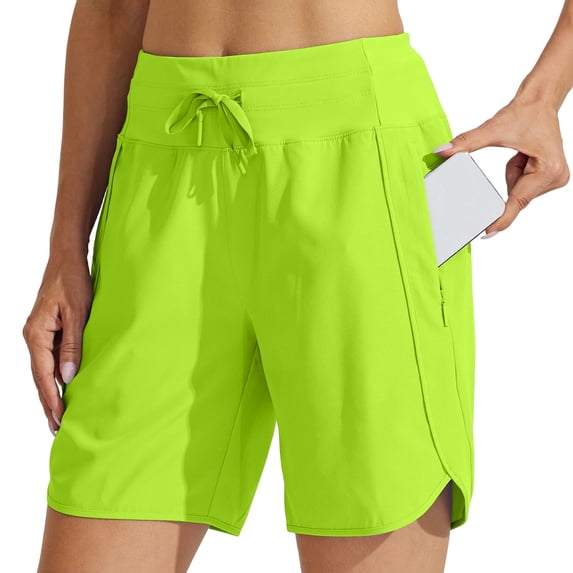 Women's Active 7 Inseam Athletic Long Running High Wasistband Shorts, Quick Dry Breathable Gym Shorts for Gym, XL