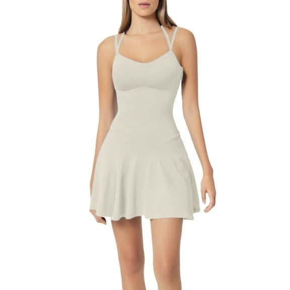 Women's Active A-Line Dress - Slim Fit, Adjustable Straps, Removable Cups, Gym/Outdoor