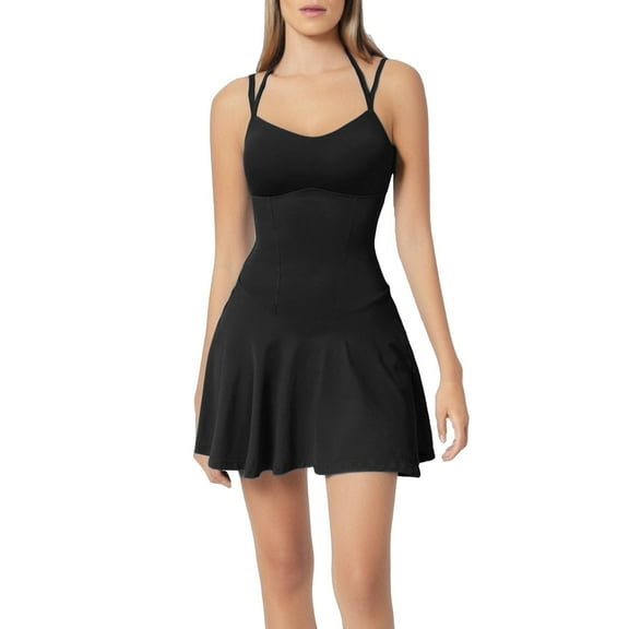 Women's Active A-Line Dress - Slim Fit, Adjustable Straps, Removable Cups, Gym/Outdoor