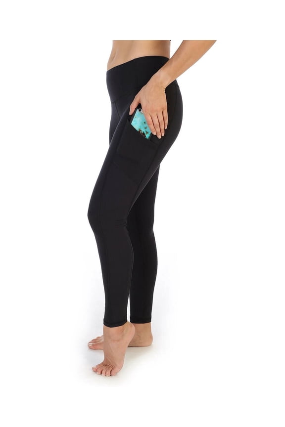 Women's Active American Fitness Couture High Quality Super Soft High Waist Full Length Side Pocket Compression Leggings