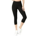 thumbnail image 1 of Women's Active Buttery Soft Yoga, Gym Workouts 4-way stretch Capri Leggings, Black Small, 1 of 7