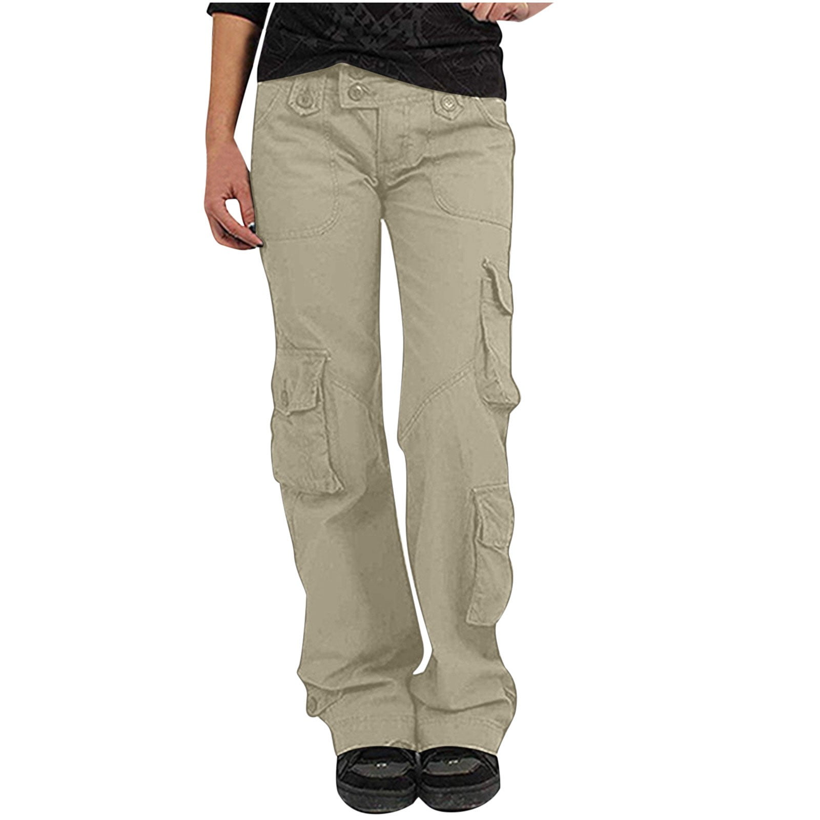 Women s Active Cargo Pants High Rise Casual Multi Pockets Straight Leg Pants Stretch Loose Fit Workout Trousers Ladies Clothes Walmart