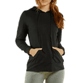 thumbnail image 1 of Women's Lightweight Cotton Single Jersey Active Pullover Hoodie Sweatshirt, Black L, 1 Pack, 1 of 4
