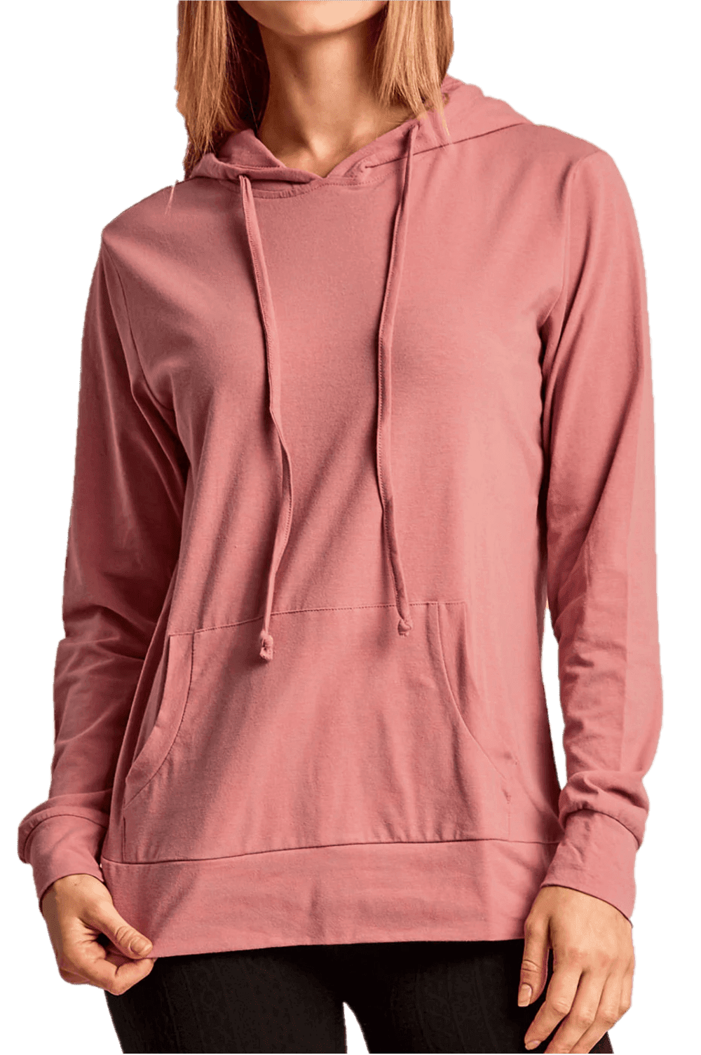 Women's Active Casual Thin Cotton Pullover Hoodie, Mauve Rose L, 1 Count, 1 Pack