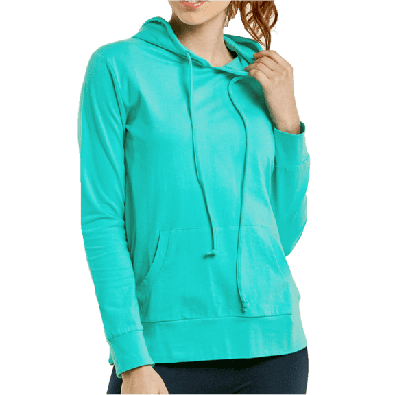 Women's Lightweight Cotton Single Jersey Active Pullover Hoodie Sweatshirt, Mint S, 1 Pack