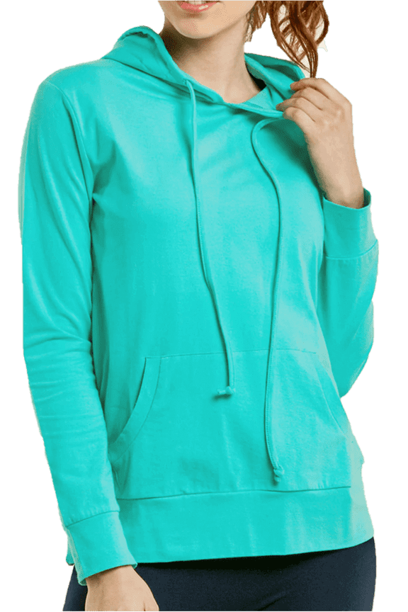 Women's Lightweight Cotton Single Jersey Active Pullover Hoodie Sweatshirt, Mint S, 1 Pack