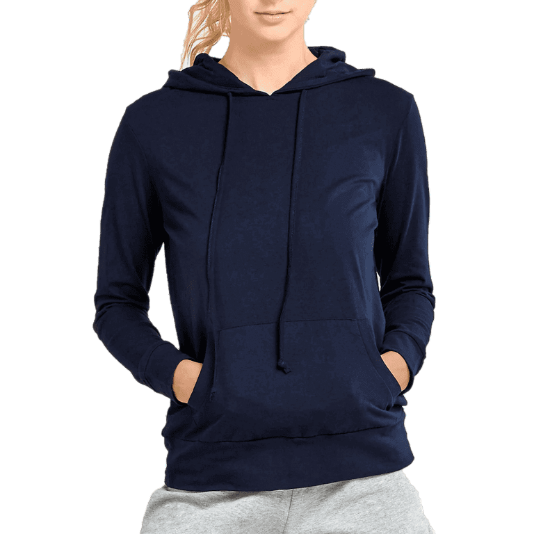Women's Active Casual Thin Cotton Pullover Hoodie, Navy M, 1 Count