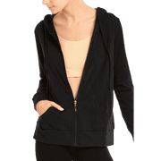 Women's Active Casual Thin Cotton Zip Up Hoodie Jacket, Black L, 1 Pack