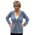 thumbnail image 1 of Women’s Lightweight Cotton Blend Zip Up Hoodie Jacket Blue Small, 1 of 7