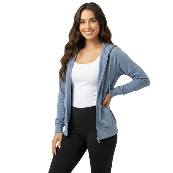 Women’s Lightweight Cotton Blend Zip Up Hoodie Jacket Blue Small