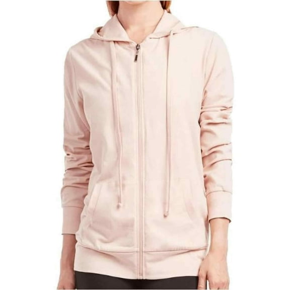 Women’s Lightweight Cotton Blend Zip Up Hoodie Jacket Blush Medium