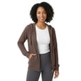 thumbnail image 1 of Women’s Lightweight Cotton Blend Zip Up Hoodie Jacket Brown Medium, 1 of 9