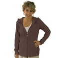 thumbnail image 1 of Women’s Lightweight Cotton Blend Zip Up Hoodie Jacket Brown Medium, 1 of 8