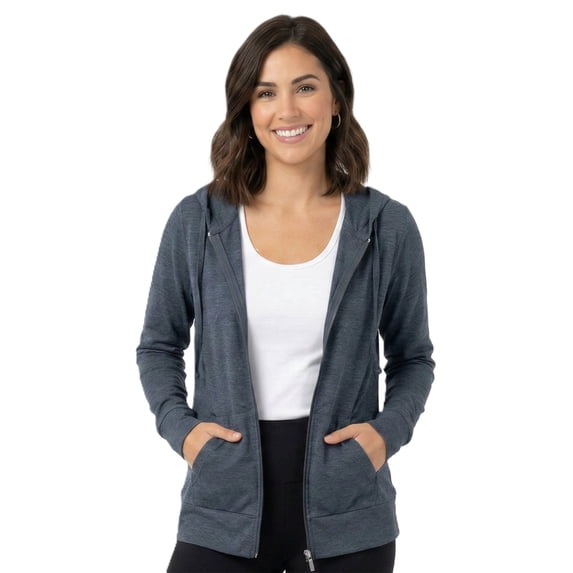 Women’s Lightweight Cotton Blend Zip Up Hoodie Jacket Denim Small